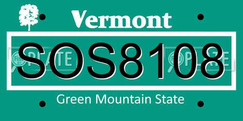 SOS8108 Vermont License Plate