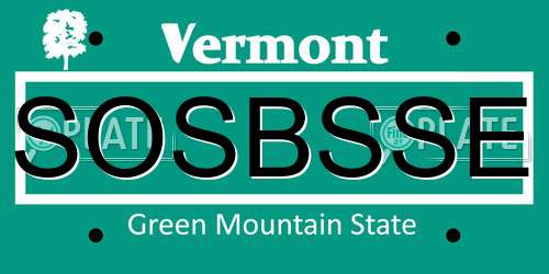SOSBSSE Vermont License Plate