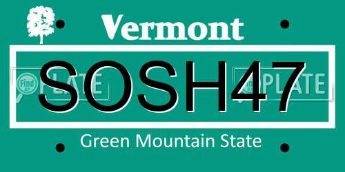 SOSH47 Vermont License Plate