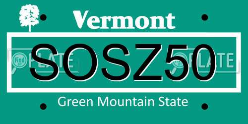 SOSZ50 Vermont License Plate