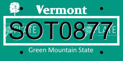 SOT0877 Vermont License Plate