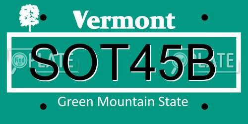 SOT45B Vermont License Plate