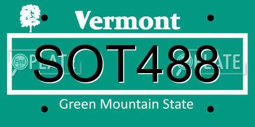 SOT488 Vermont License Plate