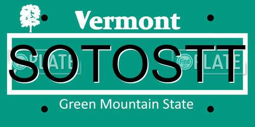 SOTOSTT Vermont License Plate