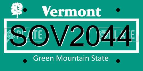 SOV2044 Vermont License Plate
