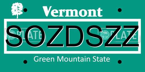 SOZDSZZ Vermont License Plate