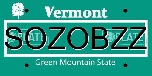 SOZOBZZ Vermont License Plate