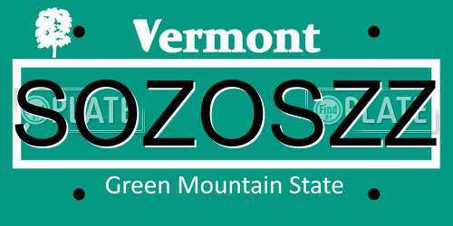 SOZOSZZ Vermont License Plate