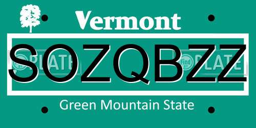 SOZQBZZ Vermont License Plate