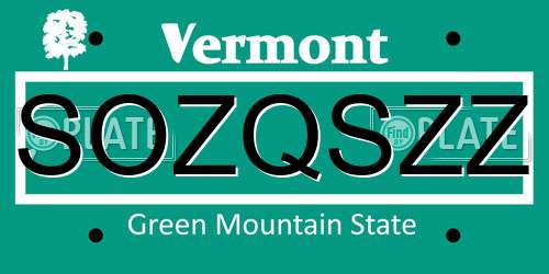 SOZQSZZ Vermont License Plate