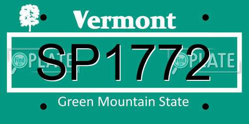 SP1772 Vermont License Plate