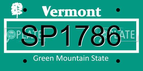 SP1786 Vermont License Plate