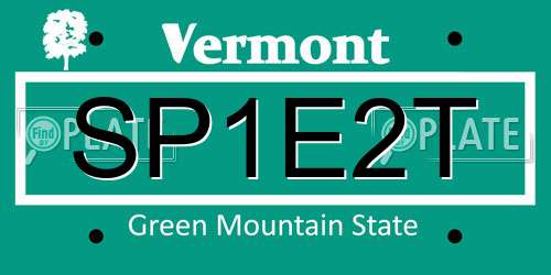 SP1E2T Vermont License Plate