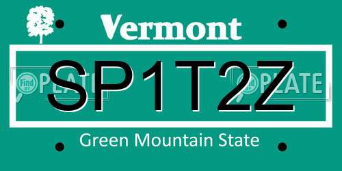 SP1T2Z Vermont License Plate