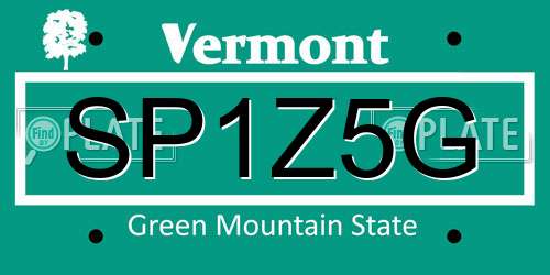SP1Z5G Vermont License Plate