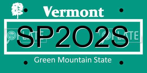 SP2O2S Vermont License Plate