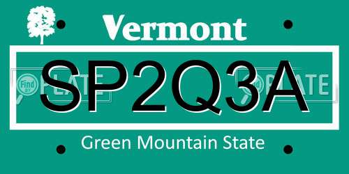 SP2Q3A Vermont License Plate
