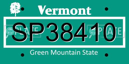 SP38410 Vermont License Plate