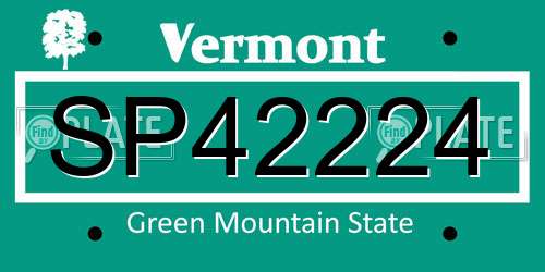 SP42224 Vermont License Plate