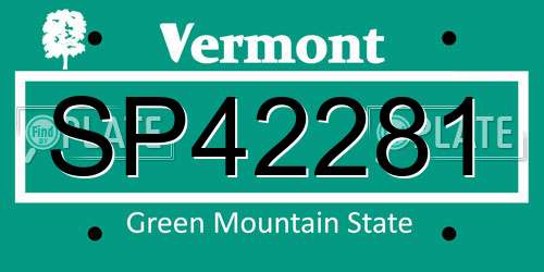 SP42281 Vermont License Plate