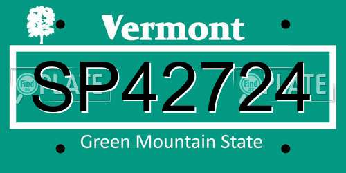 SP42724 Vermont License Plate