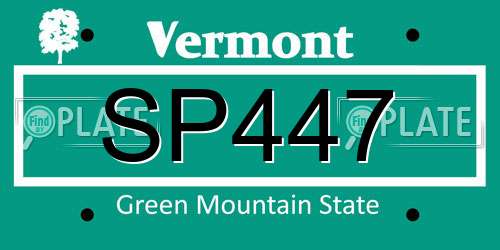 SP447 Vermont License Plate