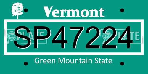 SP47224 Vermont License Plate