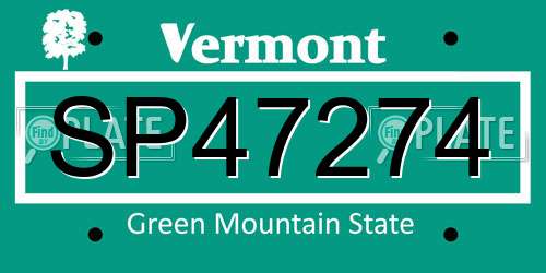SP47274 Vermont License Plate