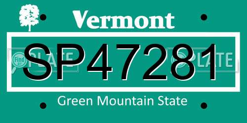 SP47281 Vermont License Plate