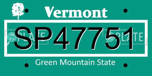 SP47751 Vermont License Plate