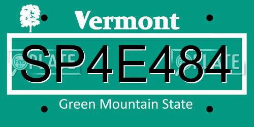 SP4E484 Vermont License Plate