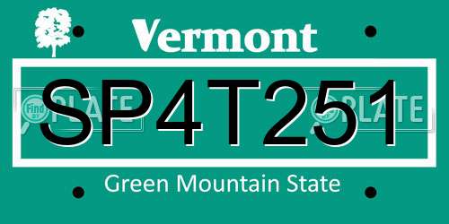 SP4T251 Vermont License Plate