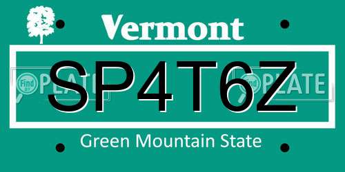 SP4T6Z Vermont License Plate