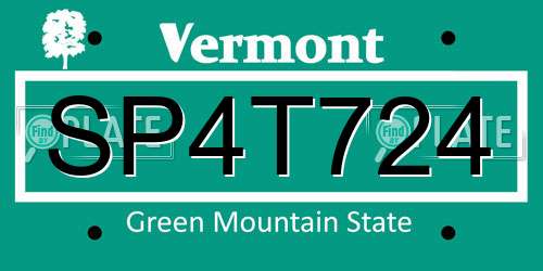 SP4T724 Vermont License Plate