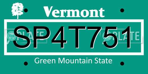 SP4T751 Vermont License Plate