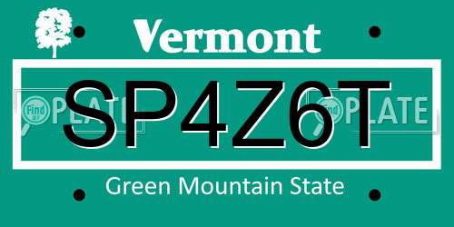 SP4Z6T Vermont License Plate