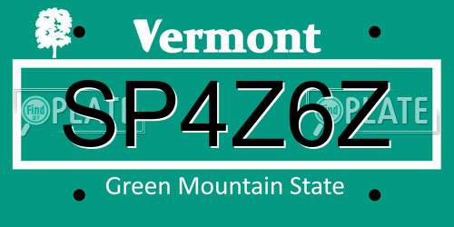 SP4Z6Z Vermont License Plate