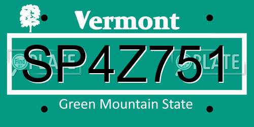 SP4Z751 Vermont License Plate