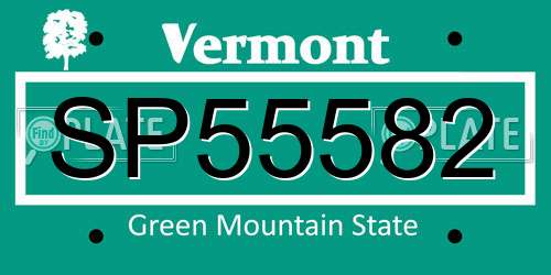 SP55582 Vermont License Plate