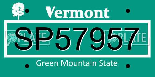 SP57957 Vermont License Plate