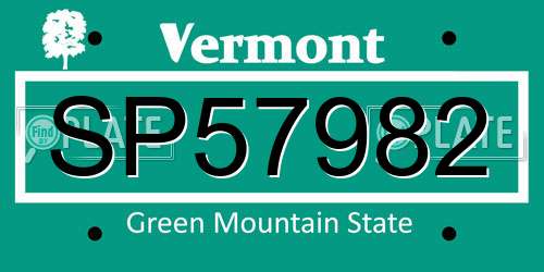SP57982 Vermont License Plate