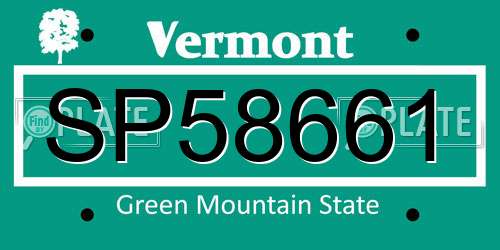SP58661 Vermont License Plate