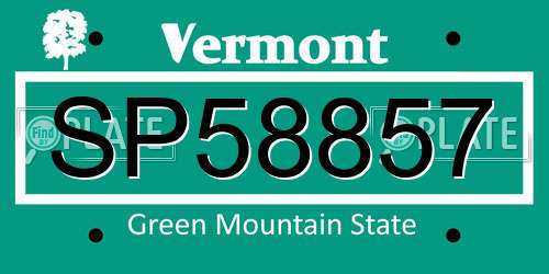 SP58857 Vermont License Plate