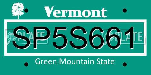SP5S661 Vermont License Plate