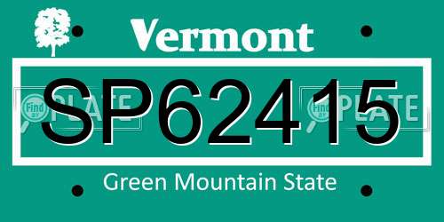 SP62415 Vermont License Plate