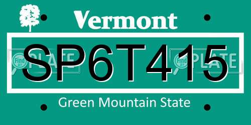 SP6T415 Vermont License Plate