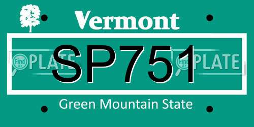 SP751 Vermont License Plate