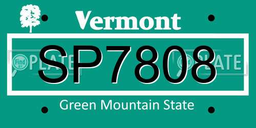 SP7808 Vermont License Plate