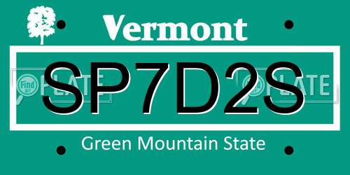 SP7D2S Vermont License Plate