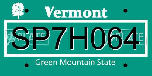 SP7H064 Vermont License Plate